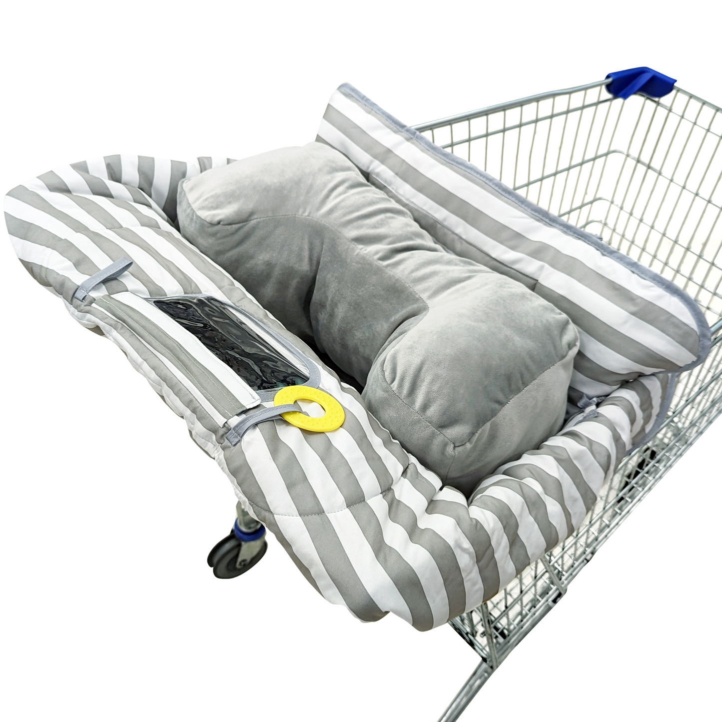 Shopping Cart & Highchair Cover - Gray and White Stripe with Cushion