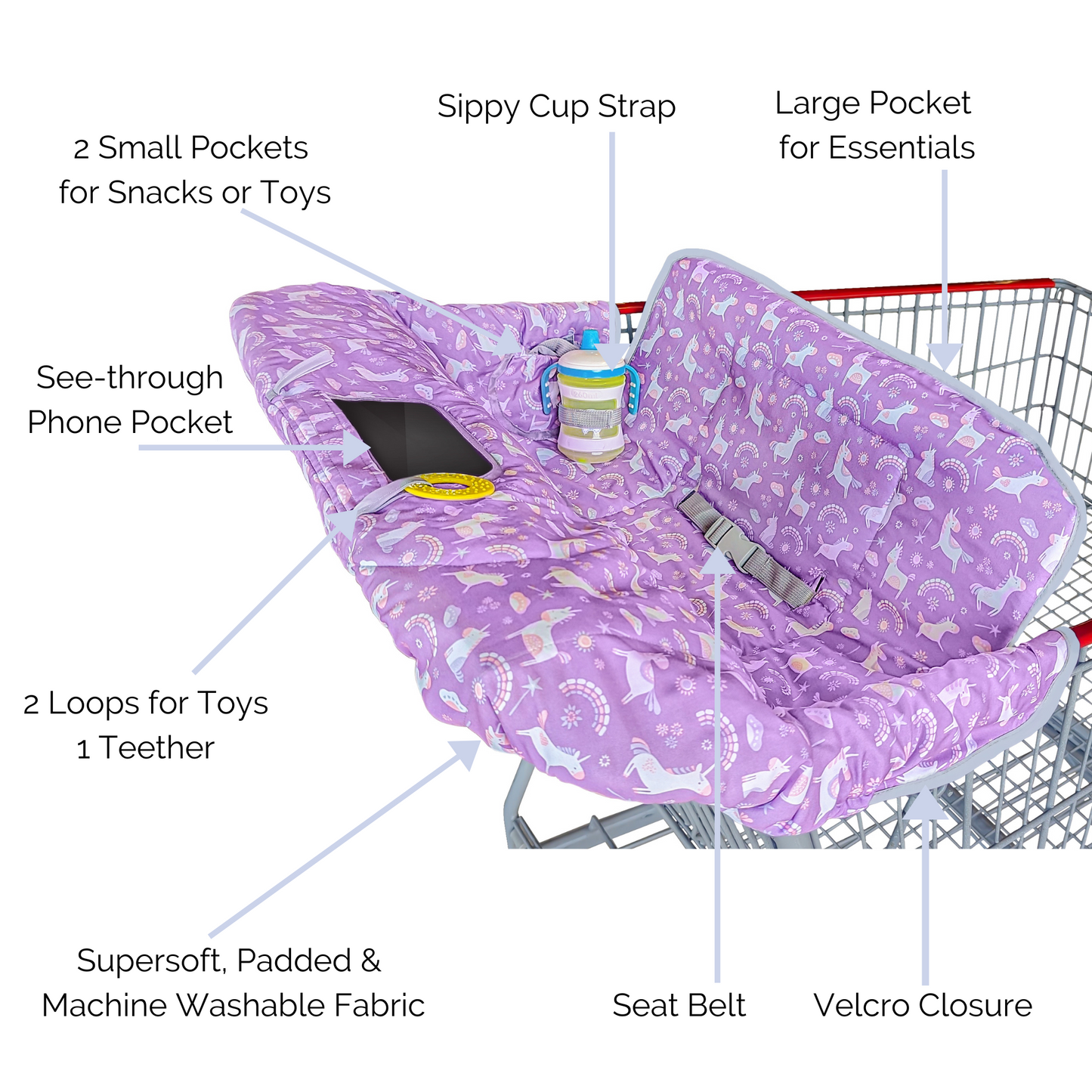 Shopping Cart & Highchair Cover - Unicorns