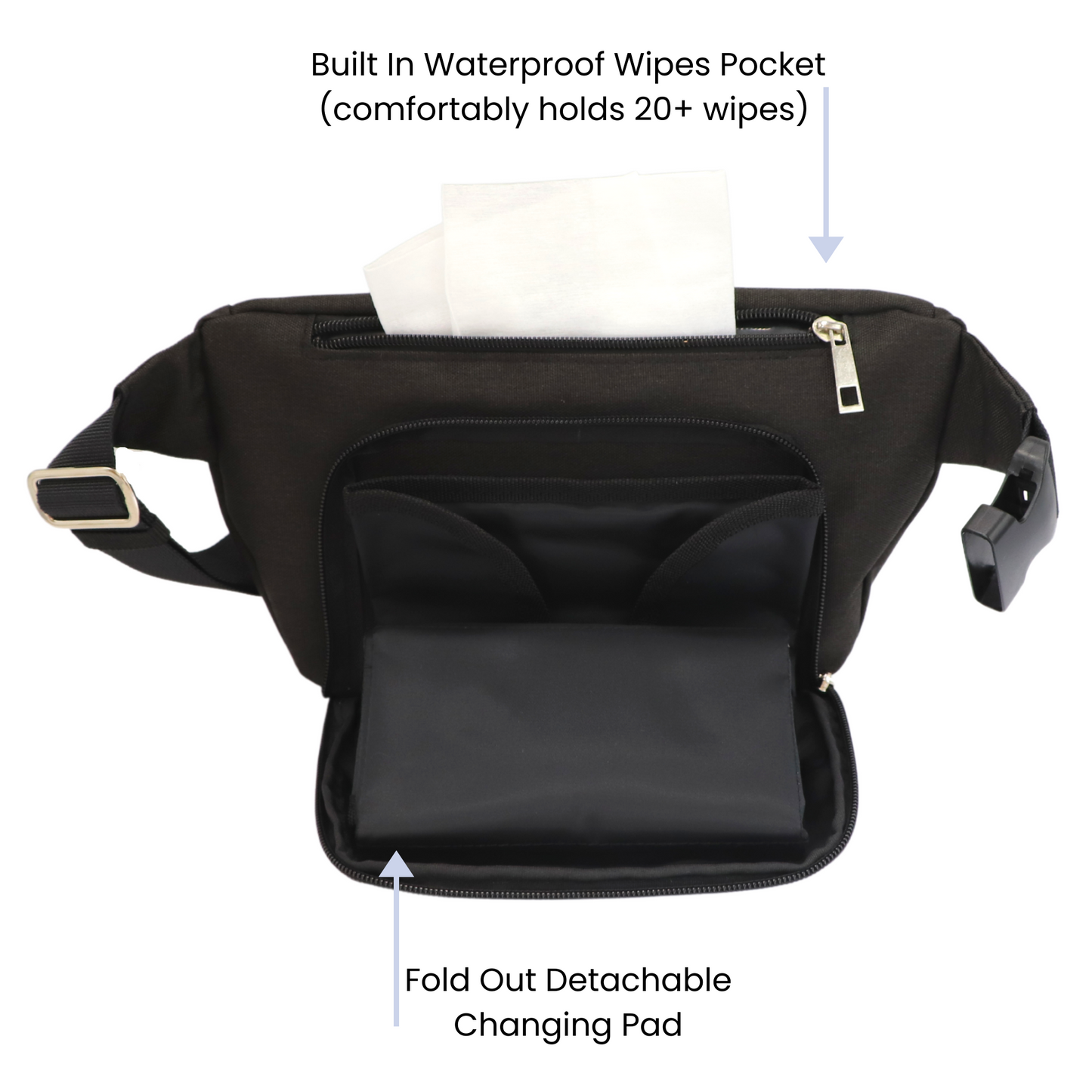 Fanny Pack Diaper Bag - Black