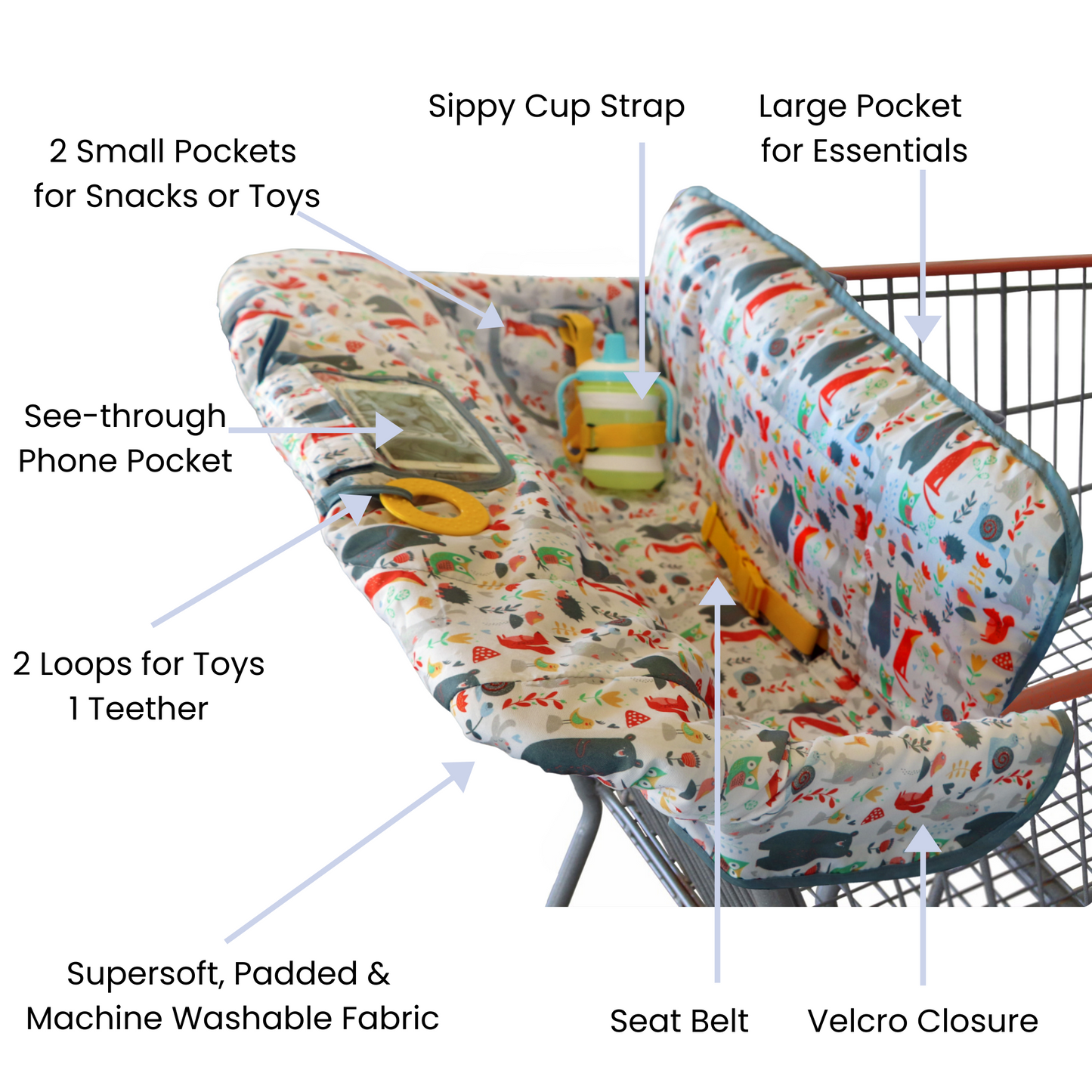 Shopping Cart & Highchair Cover - Forest Animals