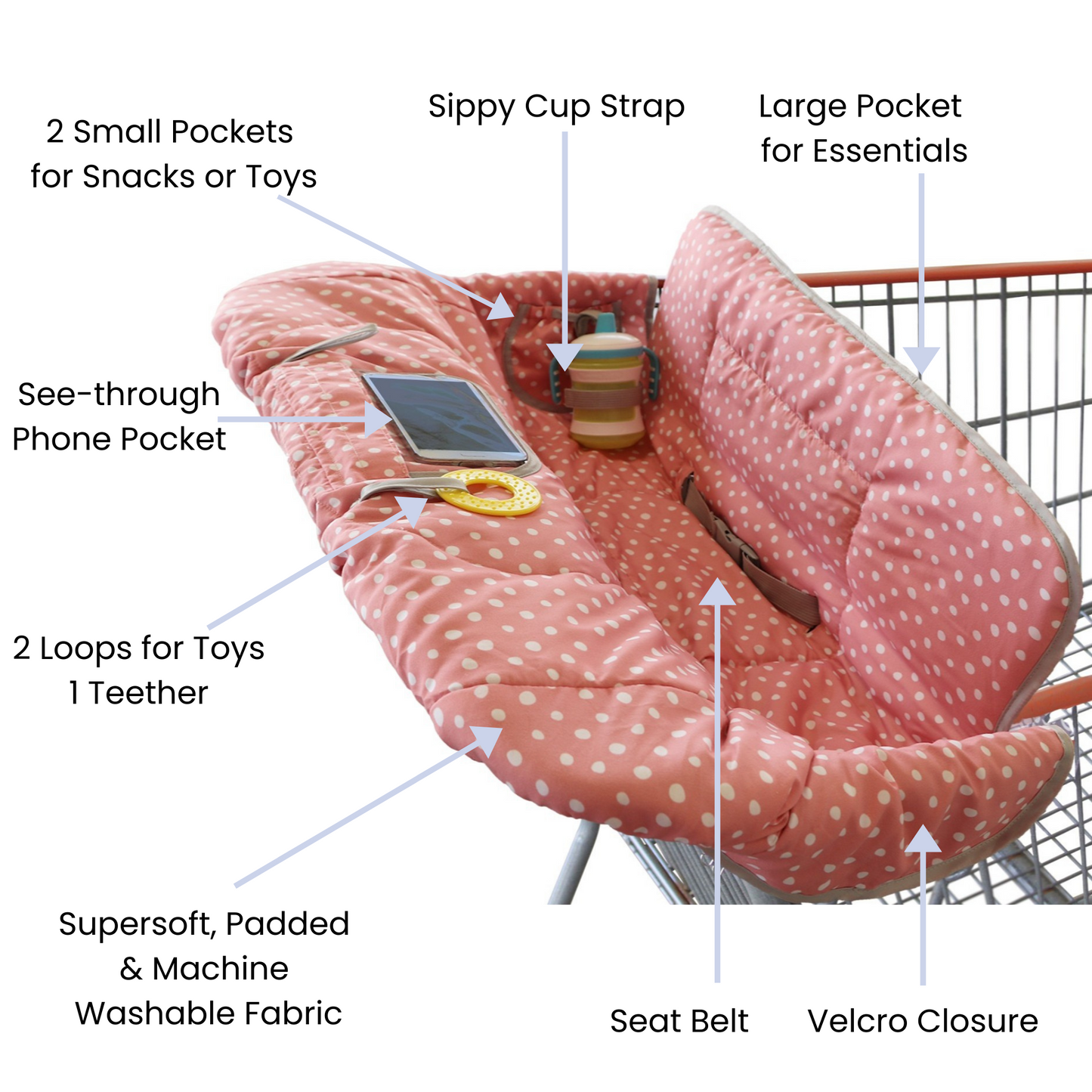 Shopping Cart & Highchair Cover - Pink Dots