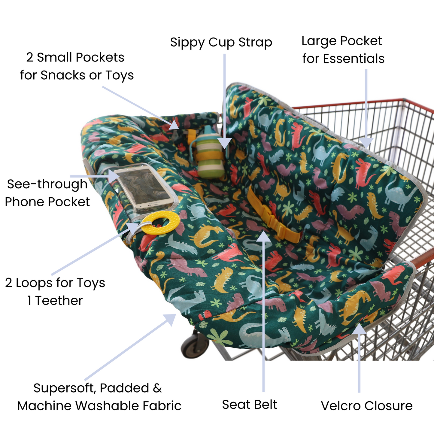 Shopping Cart & Highchair Cover - Dinosaurs